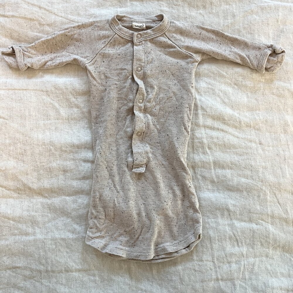 Goumi Baby Gown, 0-3 Months, Tan with Flecks